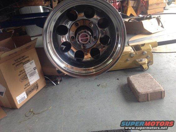 Making sure the Mickey Thompson Classic fit before I take them to discount to mount the tires