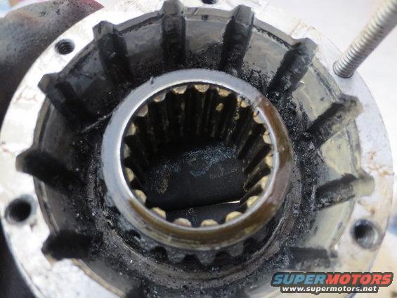 Close-up of a differential housing interior with splines visible