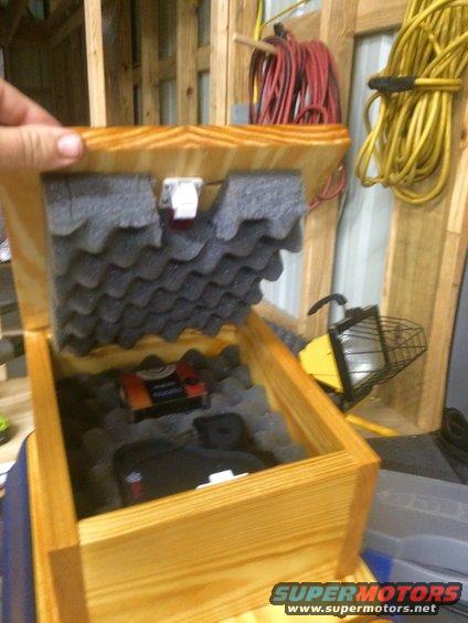 This is a little fuzzy but shows the inside of the hidden locked compartment.  I used foam and cut it out to fit.  