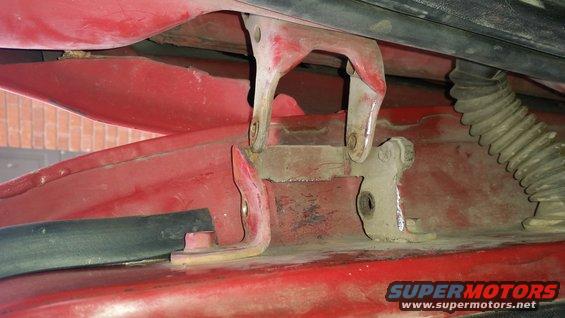 20151111-15.11.17.jpg Once both pins were out, the door could move. However, both pins needed to be removed for the bushings to be accessible. If one pin was still in, the door couldn't move enough to get out of the way.	
