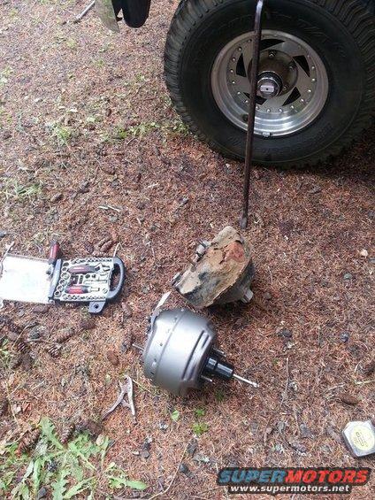 Side by side comparison of stock booster to 86 F350 booster. 1 ton booster is a bit longer