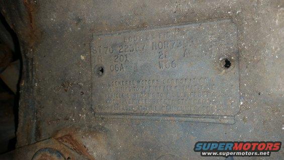 Vehicle identification plate with "ST70 22387 NOR739" and "GENERAL MOTORS CORPORATION" visible