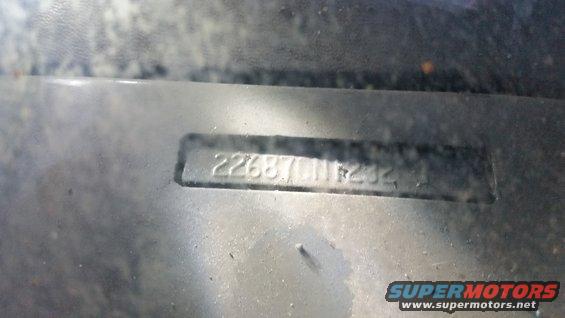 VIN plate with numbers 22687011F232