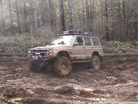 Kevin plays in the mud, almost getting stuck but comes out of it.