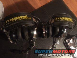 Two Radios headsets with black earcups and chrome accents