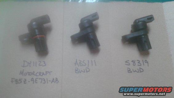 Three vehicle speed sensors labeled DY1123 Motorcraft F85Z-9E731-AB, ABS/111 BWD, and S8319 BWD