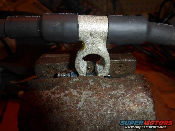 solder on battery terminal with 1/0 wire