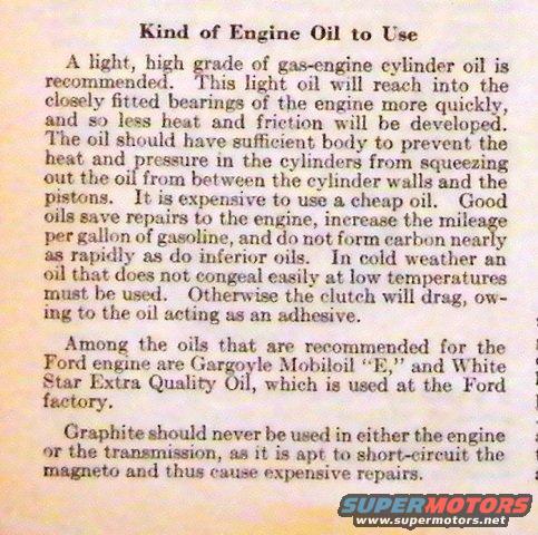 Document titled "Kind of Engine Oil to Use" discussing oil for Ford engines