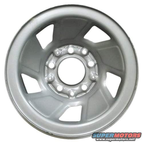 Silver alloy wheel with five spokes and a central hub
