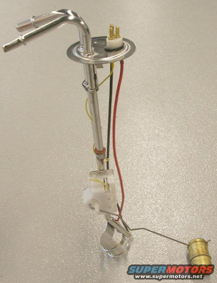 fuel sending unit with float arm and two fuel line connectors