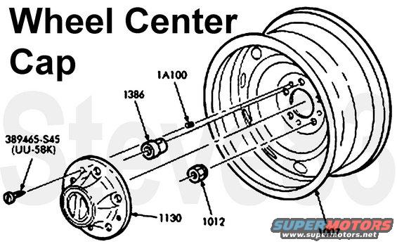 wheelcentercap.jpg Wheel Center Cap (1130)

Wheel 1007
Screw 389465-S45 (UU-58K): [url=http://www.amazon.com/dp/B000CO76P6/]Dorman 13840[/url]
Screw Insert 1A100: [url=http://www.amazon.com/dp/B000O0NQC0/]Ford D7TZ-1A100-A[/url]

Lug Nut 1012: (Made in USA)
(4 chrome,13/16&quot; drive) [url=http://www.amazon.com/dp/B000COS0F6/]McGard 64000[/url]
(4 black,13/16&quot; drive) [url=http://www.amazon.com/dp/B003BS6M1Y/]McGard 64030[/url]
(100 chrome,13/16&quot; drive) [url=http://www.amazon.com/dp/B000CONUCE/]McGard 69400[/url]
(100 chrome bulge, 3/4&quot; drive) [url=http://www.amazon.com/dp/B000COMXC2/]McGard 69410[/url]
(4 chrome bulge, 3/4&quot; drive) [url=http://www.amazon.com/dp/B000COMX9K/]McGard 64010[/url]
(4 black  bulge, 3/4&quot; drive) [url=http://www.amazon.com/dp/B0028071IE/]McGard 64029[/url]
(8 chrome extra-long, 7/8&quot; drive) [url=http://www.amazon.com/dp/B000COS0HY/]McGard 64805[/url]
(4 chrome Spline drive) [url=http://www.amazon.com/dp/B00CHH5W4S/]McGard 65340[/url]
(4 black Spline drive) [url=http://www.amazon.com/dp/B00CHH5W7U/]McGard 65340BK[/url]
(4 chrome Spline drive w/Blue Cap) [url=http://www.amazon.com/dp/B00CHH5W9S/]McGard 65340BC[/url]
(4 chrome Spline drive w/Red Cap) [url=http://www.amazon.com/dp/B00CHH5W4I/]McGard 65340RC[/url]
13/16&quot; Spline drive adapter [url=http://www.amazon.com/dp/B000COTX9S/]McGard 65300[/url]

Wheel Lock 1386:  (Made in USA)
(4 chrome, 3/4&quot; drive) [url=http://www.amazon.com/dp/B000COTX1G/]McGard 24138[/url]
(4 chrome tuner,13/16&quot; drive) [url=http://www.amazon.com/dp/B00CHH5UQ8/]McGard 25240[/url]
(5 chrome, 13/16&quot; drive) [url=http://www.amazon.com/dp/B000CONU42/]McGard 24530[/url]
(4 chrome, 13/16&quot; drive) [url=http://www.amazon.com/dp/B000COMX22/]McGard 24197[/url]
(4 chrome Spline short w/Blue Cap, 13/16&quot; drive) [url=http://www.amazon.com/dp/B002009Y46/]McGard 65330BC[/url]
(4 chrome Spline short w/Red Cap, 13/16&quot; drive) [url=http://www.amazon.com/dp/B00200BE1M/]McGard 65330RC[/url]
(5 chrome tuner, 13/16&quot; drive) [url=http://www.amazon.com/dp/B00DIX0A4M/]McGard 25540[/url]
(5 black tuner, 13/16&quot; drive) [url=http://www.amazon.com/dp/B00DIX0QYG/]McGard 25540BK[/url]
(4 black tuner, 13/16&quot; drive) [url=http://www.amazon.com/dp/B00CHH5V08/]McGard 25340[/url]
(4 black tuner short, 13/16&quot; drive) [url=http://www.amazon.com/dp/B0002UOQLM/]McGard 25330[/url]
(4 chrome, 3/4&quot; & 13/16&quot; drive) [url=http://www.amazon.com/dp/B000COS06A/]McGard 24130[/url]
(4 chrome short, 13/16&quot; drive) [url=http://www.amazon.com/dp/B000COS074/]McGard 24194[/url]
(4 chrome short, 3/4&quot; & 13/16&quot; drive) [url=http://www.amazon.com/dp/B000COMX1I/]McGard 24193[/url]
(4 black short, 3/4&quot; & 13/16&quot; drive) [url=http://www.amazon.com/dp/B000COTX0C/]McGard 24025[/url]
(4 chrome long, 3/4&quot; & 13/16&quot; drive) [url=http://www.amazon.com/dp/B000COTX2U/]McGard 24198[/url]
(4 chrome extra-long, 7/8&quot; drive) [url=http://www.amazon.com/dp/B000COTX0W/]McGard 24109[/url]
(5 chrome, 3/4&quot; & 13/16&quot; drive) [url=http://www.amazon.com/dp/B000COMX3Q/]McGard 24538[/url]
(4 black, 3/4&quot; & 13/16&quot; drive) [url=http://www.amazon.com/dp/B000COTX1G/]McGard 24038[/url]
(5 black, 3/4&quot; & 13/16&quot; drive) [url=http://www.amazon.com/dp/B00C5TFOQO/]McGard 24548[/url]

Lug & Lock Kits: (Made in USA)
(16 chrome bulge & 4 locks, 3/4&quot; drive) [url=http://www.amazon.com/dp/B00C5TJATQ/]McGard 84550[/url]
(16 black bulge & 4 locks, 3/4&quot; drive) [url=http://www.amazon.com/dp/B00DIX1Q04/]McGard 84551[/url]
(16 black & 4 locks, 13/16&quot; drive) [url=http://www.amazon.com/dp/B00C5SOVNW/]McGard 84531[/url]
(16 chrome Spline short & 4 locks, 13/16&quot; drive) [url=http://www.amazon.com/dp/B0006HOVMK/]McGard 65530[/url]
(16 black Spline short & 4 locks, 13/16&quot; drive) [url=http://www.amazon.com/dp/B0006HOVMK/]McGard 65530BK[/url]
(16 chrome Spline short w/Blue Cap & 4 locks, 13/16&quot; drive) [url=http://www.amazon.com/dp/B0006HOVMA/]McGard 65530BC[/url]
(16 chrome & 4 locks, 13/16&quot; drive) [url=http://www.amazon.com/dp/B000CONUDS/]McGard 84530[/url]
(16 chrome Spline & 4 locks, 13/16&quot; drive) [url=http://www.amazon.com/dp/B00CHH5X92/]McGard 65540[/url]
(16 black Spline & 4 locks, 13/16&quot; drive) [url=http://www.amazon.com/dp/B00CHH5X4M/]McGard 65540BK[/url]
(18 chrome & 5 locks, 13/16&quot; drive) [url=http://www.amazon.com/dp/B00C5T1YWC/]McGard 84562[/url]
(18 black & 5 locks, 13/16&quot; drive) [url=http://www.amazon.com/dp/B00C598KQ0/]McGard 84562BK[/url]
(18 chrome bulge & 5 locks, 3/4&quot; drive) [url=http://www.amazon.com/dp/B00C5SH1UC/]McGard 84563[/url]
(18 black bulge & 5 locks, 3/4&quot; drive) [url=http://www.amazon.com/dp/B00C5SR8HS/]McGard 84563BK[/url]

Center Cap & Wheel: 
[url=http://www.supermotors.net/registry/media/751152][img]http://www.supermotors.net/getfile/751152/thumbnail/rimscaps.jpg[/img][/url]