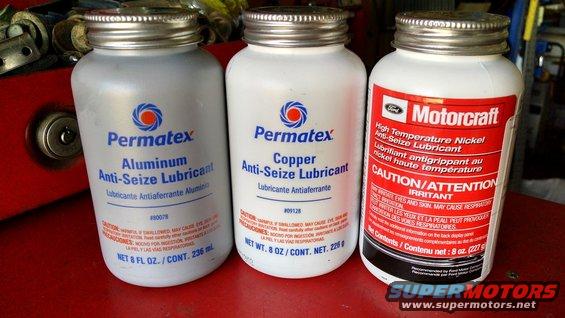 antiseizes.jpg AntiSieze Lubricants

Aluminum is the cheapest, for most general use.

Nickel is the most-expensive, for high-temperature use like oxygen sensors & exhaust fasteners.

NONE OF THESE is an electrical grease, or a dielectric grease, or a lubricant for moving parts.  They only lubricate tight fasteners so they can be loosened after long periods of being static &/or hot.  They do NOT prevent corrosion or wear; they only reduce galvanic action & galling.

[url=https://www.supermotors.net/registry/media/825375][img]https://www.supermotors.net/getfile/825375/thumbnail/alternatormountboss.jpg[/img][/url]