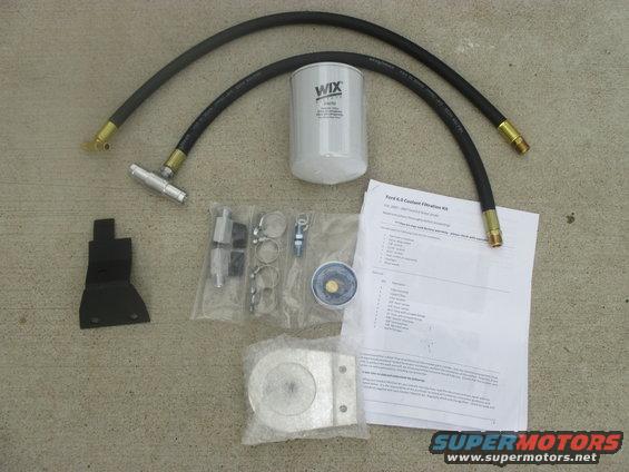 Coolant filter kit with hoses and instructions