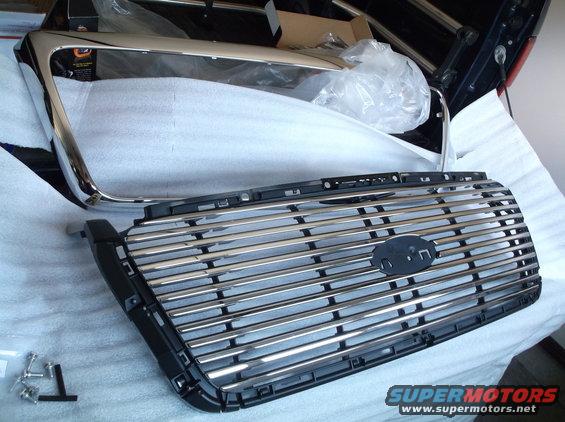 Chrome grille and trim pieces for a truck