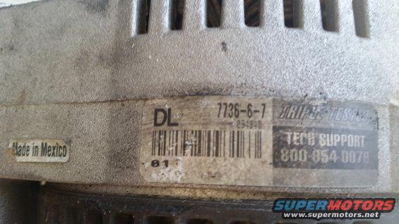 Close-up of a label on a part, showing 'Made in Mexico', a barcode, and 'Tech Support 800-854-0078'