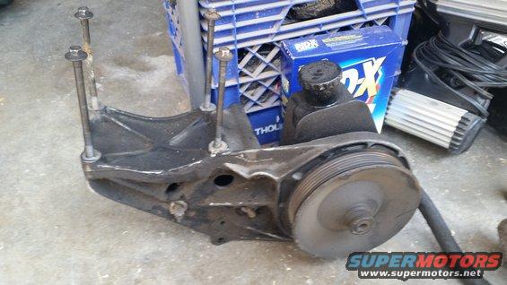 Power steering pump assembly with pulley and mounting bracket