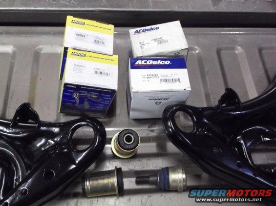 Front end suspension parts with ACDelco and Moog boxes