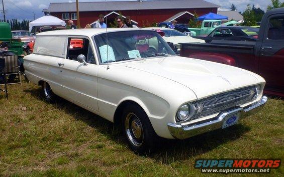 White 1960 Ford Falcon panel van, front quarter view