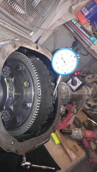 Differential gear with dial indicator measuring backlash