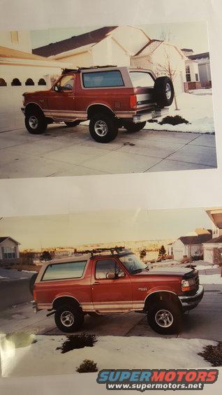 1996 Ford Bronco parked in driveway, rear spare tire visible
