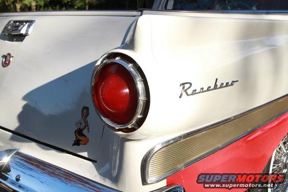 1958 Ford Ranchero rear quarter panel with round taillight and 'Ranchero' script