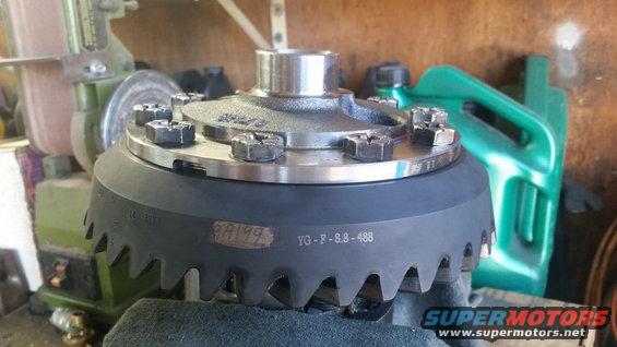 Differential gear set with teeth and bolts, marked YG-F-8.8-488