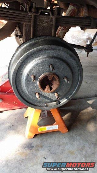 Rear drum brake assembly on jack stands