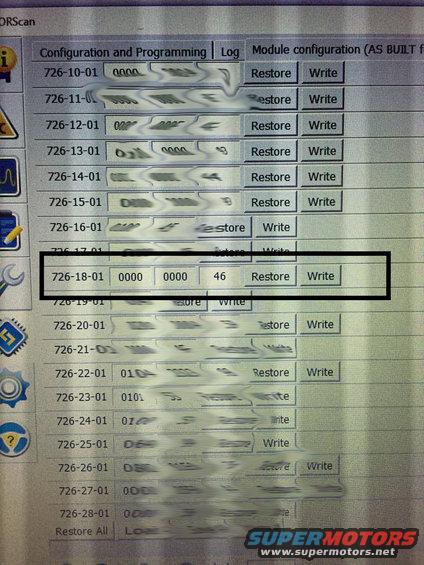 img_2483.jpg I added keyless entry without the IDS program/dealer programming. This is the easiest and cheapest way to enable factory keyless entry.

** This is the route to go for these modifications! don't buy any hexed .ab files from online vendors. The Ford dealers will not apply them most of the time and it will end up costing you their hourly rate! **

This was done using FORscan: (you will need to register and get extended license)

http://forscan.org/download.html

OBDLink MX Bluetooth Scan Tool:

https://www.scantool.net/obdlink-mxbt/

and a bluetooth enabled laptop.


The changes are at 726-18-01 and 720-01-03

The values are changed from non-keyless enabled to keyless enabled by doing the following changes:

                                             
BdyCM 726-18-01 from: 0000 0000 46 to: 0100 0006 4D
IPC 720-01-03 from: 8008 0000 B3 to: 8088 0000 33