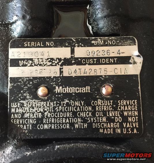 Motorcraft part tag with serial number A219041, MFG DATE 2 26F 78, and part number D4TA2875-CIA