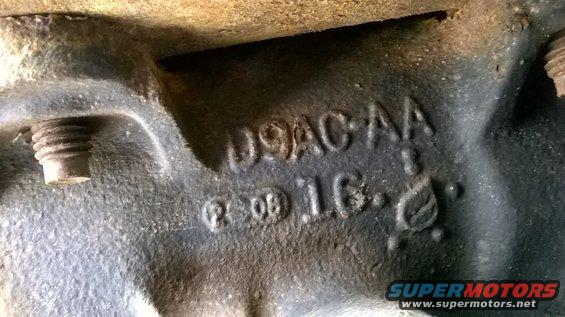 Engine casting with numbers U9AC-AA and 2.08 1.6