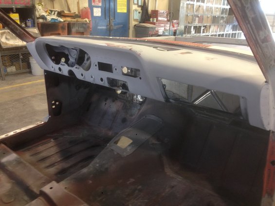 1964 Ford Fairlane interior dashboard, primer gray