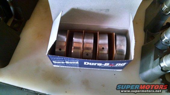 Box of Dura-Bond engine bearings on a table