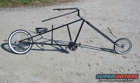 img_2435.jpg This is a custom chopper bike that I built. I started with an old Schwin mountain bike and added pipe until it was big enough.