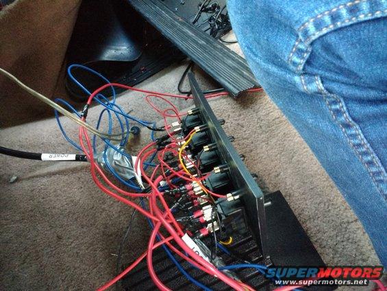 Everything temporary hooked up to test switches. I insulated more carefully and added fuses before actual installation.