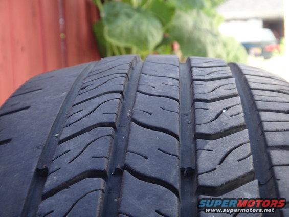 Close-up of a tire tread pattern