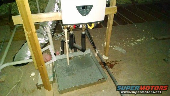 img_20161107_144836135.jpg There's a tiny leak from one of the water heater fittings, but the catch pan is doing its job.