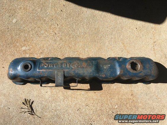Blue metal valve cover with 'POWER BY Ford' text and part number 9256