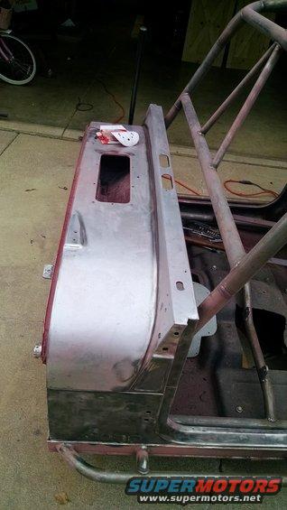 Jeep CJ body panel with roll cage structure visible inside