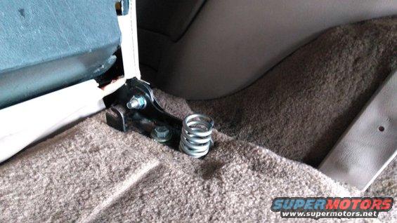 Passenger side seat support with some nice bolts and new spring. I should probably sandblast and powdercoat these eventually.