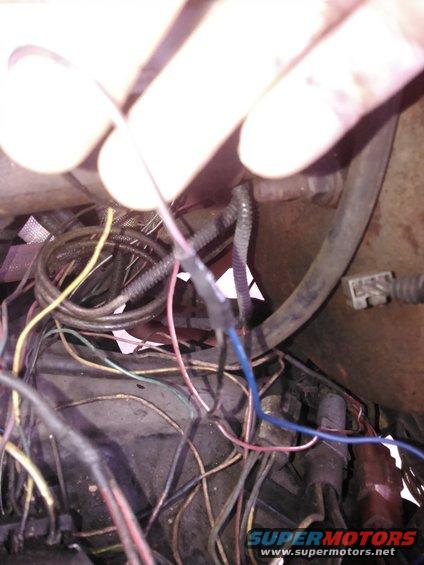 kimg0057.jpg my wiring is kinda messy due to my Explorer EFI swap. i found the wire for the reverse light  and spliced it in. the wire color is Black w/ Pink stripe. it should be in the engine harness wiring somewhere since it comes from the transmission range sensor