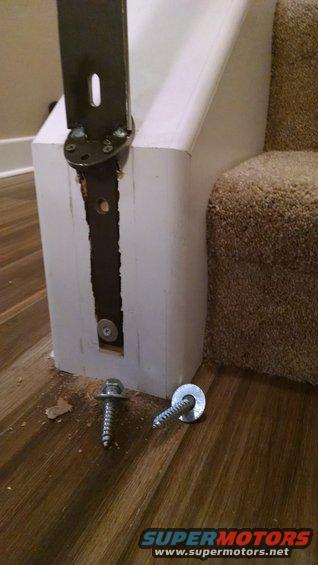 img_20170114_163146547.jpg The bottom of each post support will have a lag screw below the wall, and several drywall screws above.  This one will have 2 lag screws.