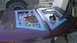 1996 Ford Bronco - A car hood is prepped for modification with cutouts and a drill nearby.