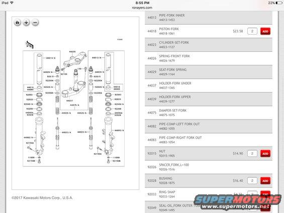 98-99 ZX9R fork part numbers