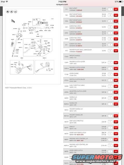 98-99 ZX9R handlebar control part numbers