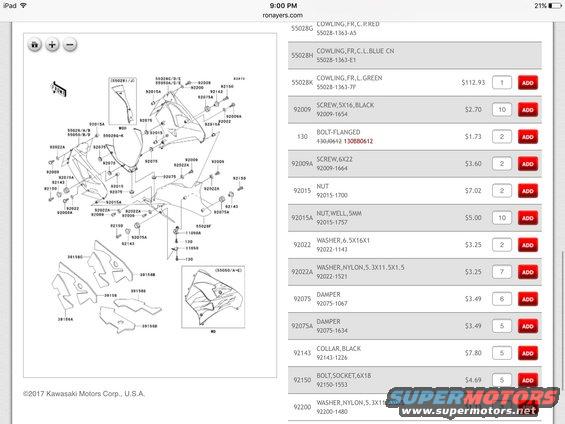 98-99 ZX9R side fairing part numbers