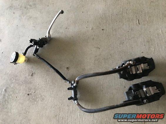 98 ZX9R old calipers, original one into two brake lines, and master cylinder assembly