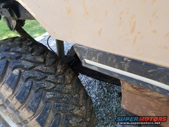 Tan SUV side panel with black trim and large off-road tire