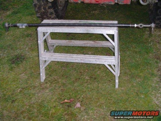 Steering linkage on a metal sawhorse outdoors