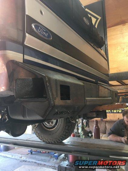 1996 Ford Bronco custom rear bumper with tow hitch receiver and cutouts