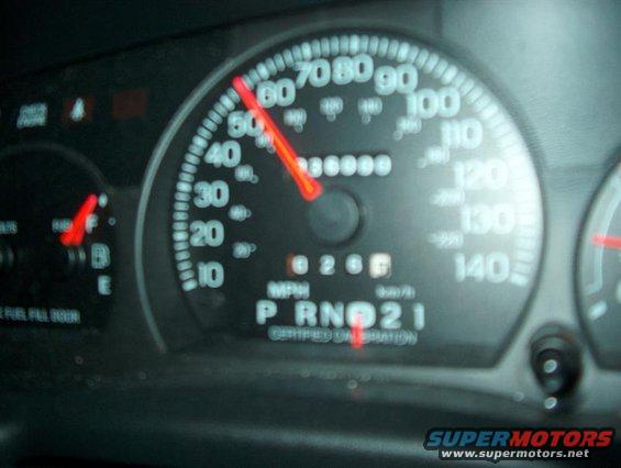 Dashboard gauges showing speedometer, odometer, and gear selector